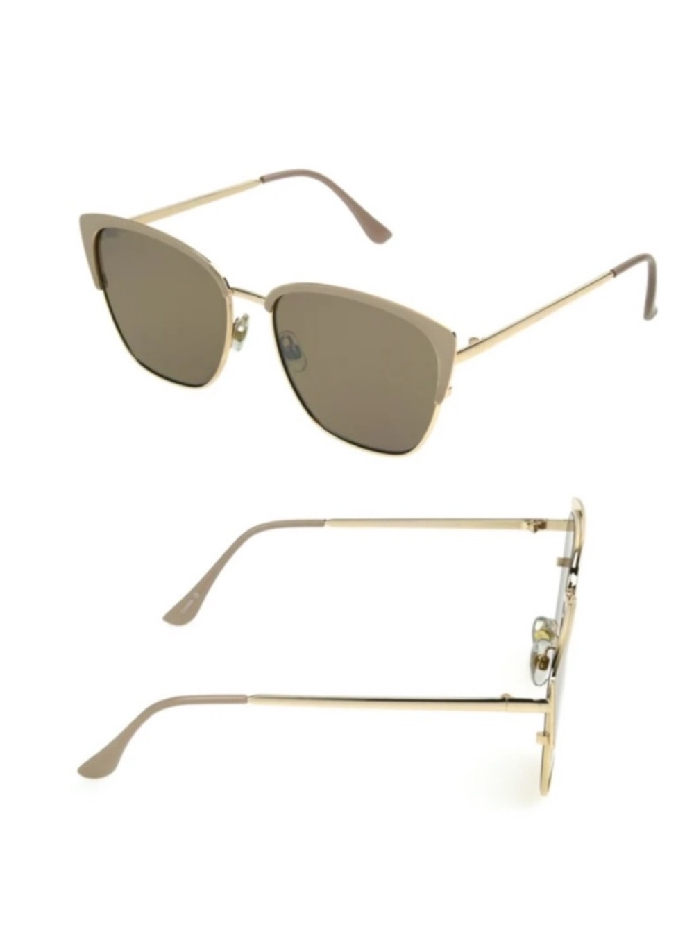 Foster Grant Polarized Gold Metal Cat-Eye Sunglasses with Brown Lenses - Picture 1 of 13